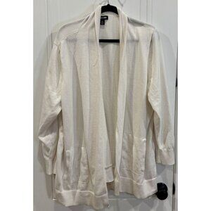 Lands' End 3xl Cream Cardigan EUC Layering Piece Workwear Lightweight